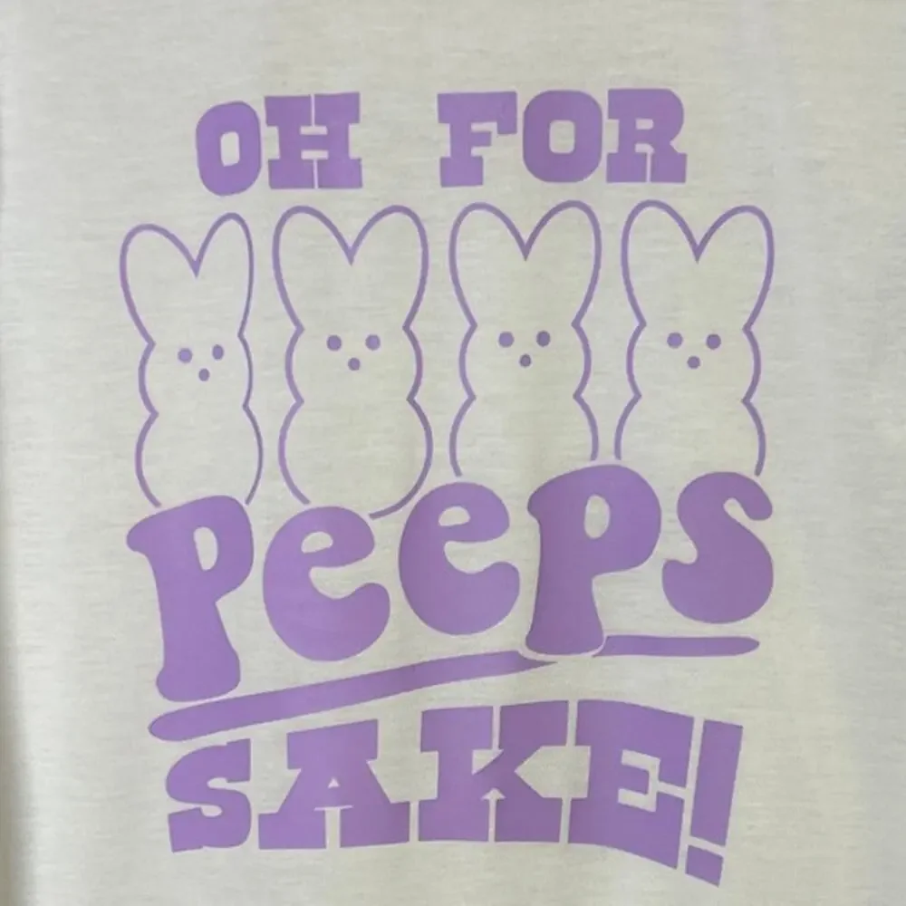 New Hand Printed Womens Small Easter Oh For Peeps Sake Bunny Candy Tee Shirt